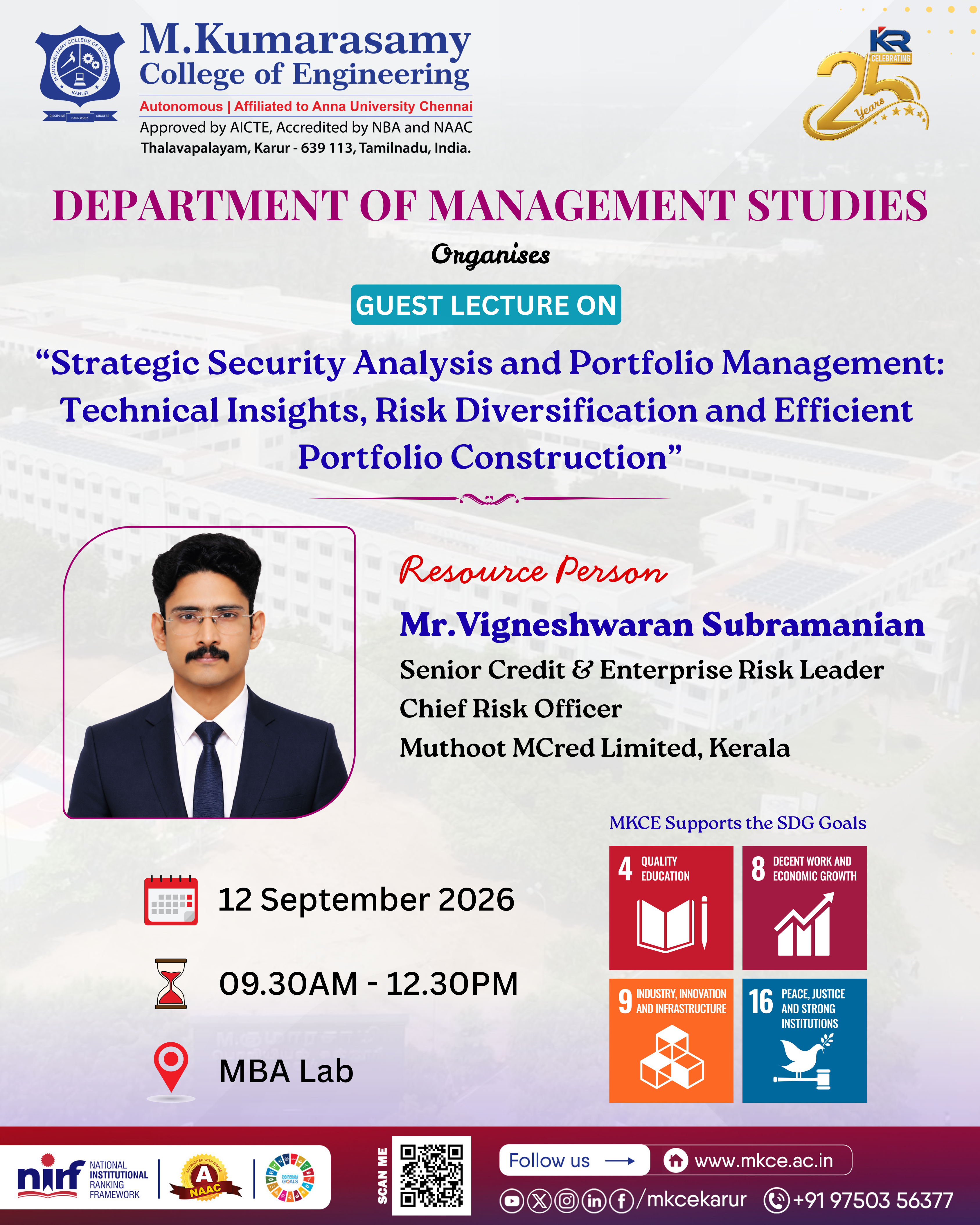 Guest Lecture on “Strategic Security Analysis and Portfolio Management: Technical Insights, Risk Div